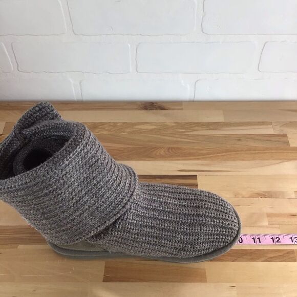 𝅺UGG EVA classic cordy Genuine leather  sheep skin lining knit grey size 4 - Picture 10 of 15